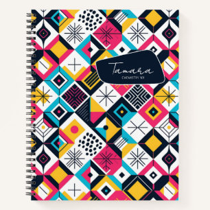 Retro Geometric Abstract Pat#12 Multi Colour ID106 Notebook