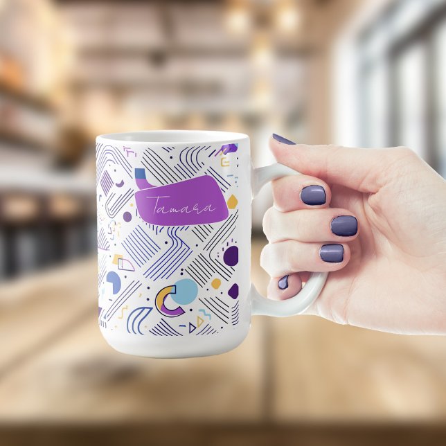 Retro Geometric Abstract Pat#4 Purple Blue ID1067 Coffee Mug (Creator Uploaded)