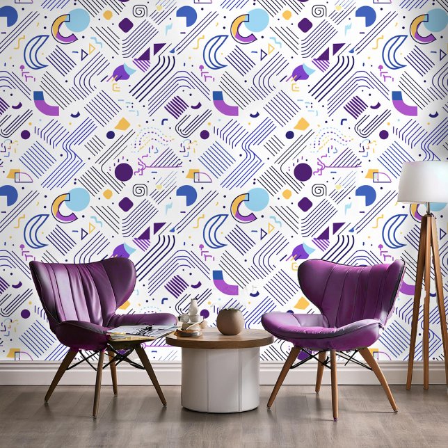 Retro Geometric Abstract Pat#4 Purple Blue ID1067 Wallpaper (Creator Uploaded)