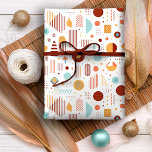 Retro Geometric Abstract Pat#5 Brick Gold ID1067 Wrapping Paper<br><div class="desc">Embrace the charm of mid-century modern style with this Memphis-inspired geometric abstract design. Featuring a bold palette of brick red, golden yellow, and powder blue on a crisp white background, this gift wrap pattern captures the bold yet refined aesthetic of the iconic design movement. The playful geometric design and Southwest...</div>