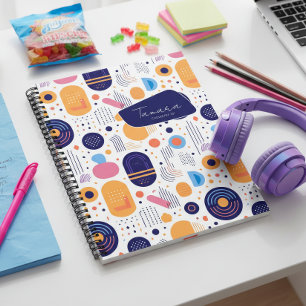 Retro Geometric Abstract Pat#7 Indigo ID1067 Notebook