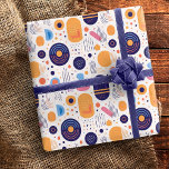 Retro Geometric Abstract Pat#7 Indigo ID1067 Wrapping Paper<br><div class="desc">Embrace the charm of mid-century modern style with this Memphis-inspired geometric abstract design. Featuring a bold palette of dark indigo, apricot, and rose pink on a crisp white background, this gift wrap pattern captures the bold yet refined aesthetic of the iconic design movement. The playful geometric shapes and bright colour...</div>