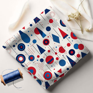 Retro Geometric Abstract Pat#9 Navy Red ID1067 Fabric