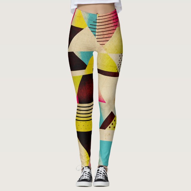 Retro Geometric: Abstract Pattern Background Leggings (Front)