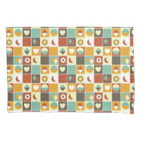 Retro Geometric Abstract Pattern Brown Yellow Blue