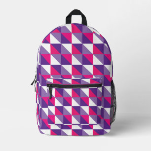 Retro Geometric Abstract Pink Purple & White Printed Backpack