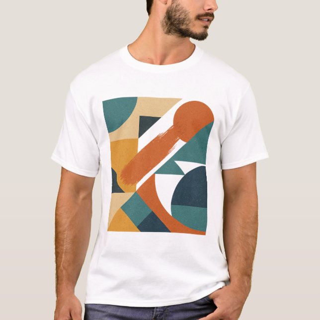 Retro Geometric Abstract Shapes – Vintage Aestheti T-Shirt (Front)