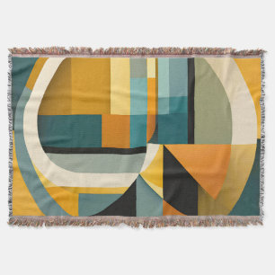 Retro Geometric Abstraction Circles and Rectangles Throw Blanket