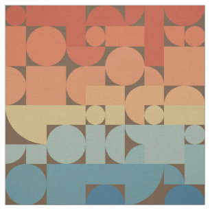 Retro Geometric Art 70s Style Fabric