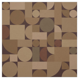 Retro Geometric Art Coffee Brown Fabric