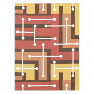 Retro Geometric Art Maze Burnt Orange Tablecloth