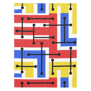Retro Geometric Art Maze Primary Colours Tablecloth