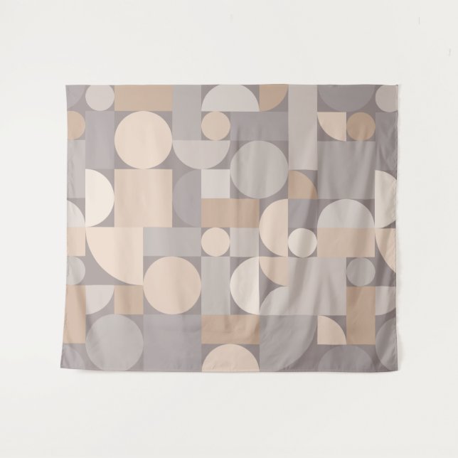 Retro Geometric Art Taupe Tapestry (Front (Horizontal))