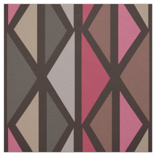 Retro Geometric Art Triangles Black Red Brown Fabric