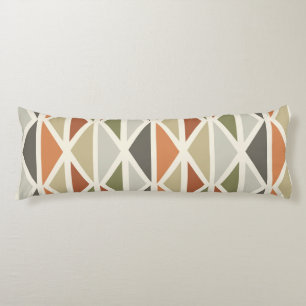 Retro Geometric Art Triangles Green Orange Body Cushion