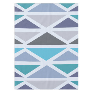 Retro Geometric Art Triangles Turquoise Grey Tablecloth