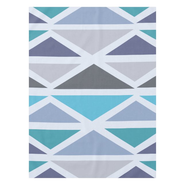 Retro Geometric Art Triangles Turquoise Grey Tablecloth (Front)
