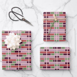 Retro Geometric Brick Wrapping Paper Sheet