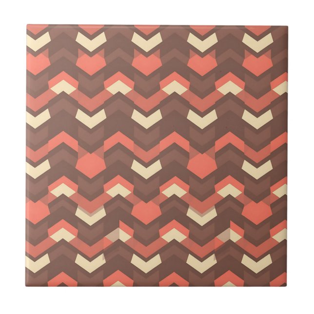 Retro Geometric Chevron Pattern Mid-Century Modern Tile (Front)
