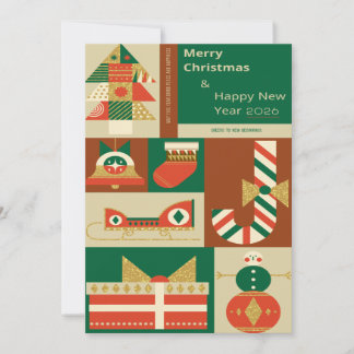 Retro Geometric Christmas Greeting Card – Festive 
