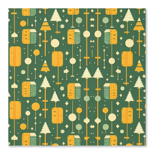 Retro Geometric Christmas Trees Pattern Wallpaper