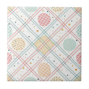 Retro Geometric Circle   Mid-Century Abstract (2) Tile