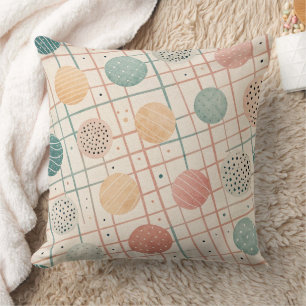 Retro Geometric Circle Mid-Century Abstract (3) Cushion