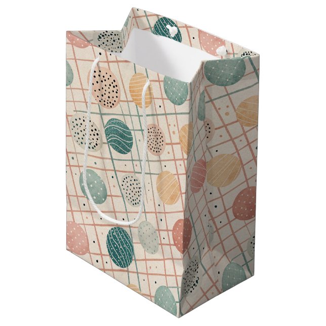 Retro Geometric Circle | Mid-Century Abstract (3) Medium Gift Bag (Front Angled)