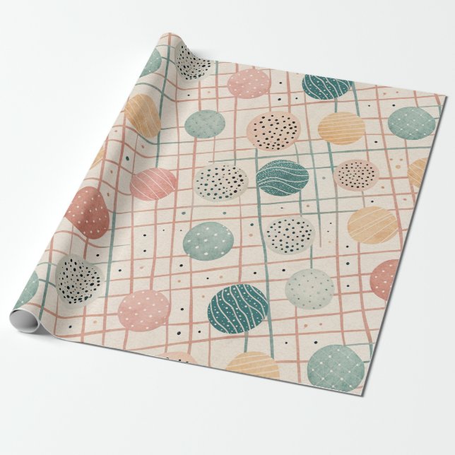 Retro Geometric Circle | Mid-Century Abstract (3) Wrapping Paper (Unrolled)