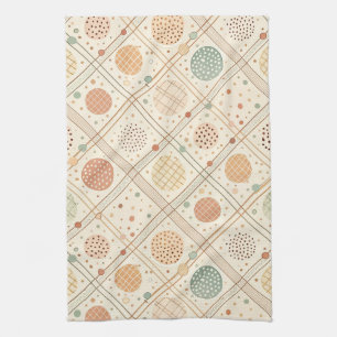 Retro Geometric Circle Mid-Century Abstract Tea Towel
