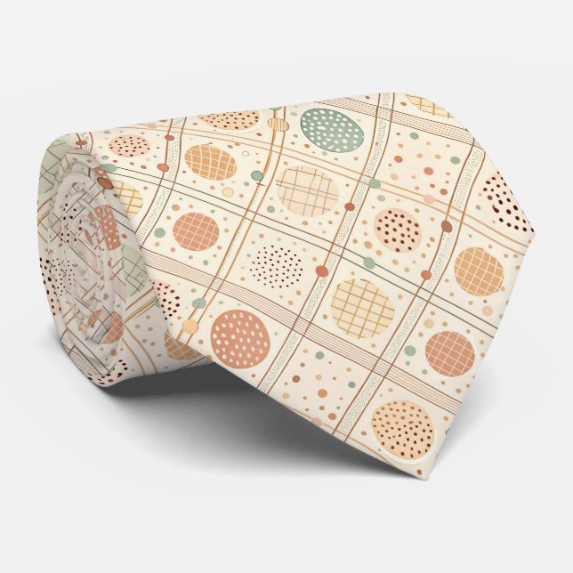 Retro Geometric Circle | Mid-Century Abstract Tie (Rolled)