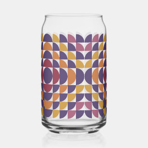 Retro Geometric Circles Can Glass   Mid-Century