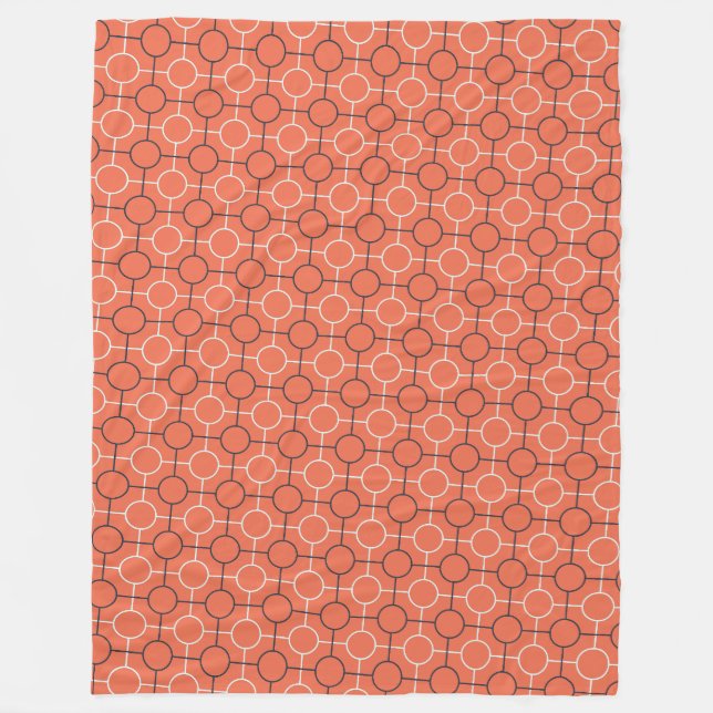 Retro Geometric Circles Grid Pattern Art Fleece Blanket (Front)
