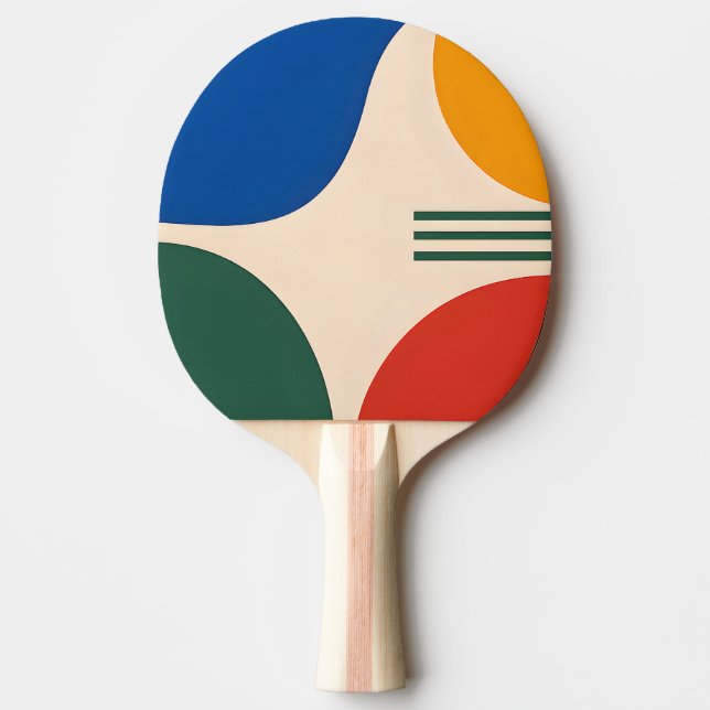 Retro Geometric Circular Abstract Ping Pong Paddle (Front)