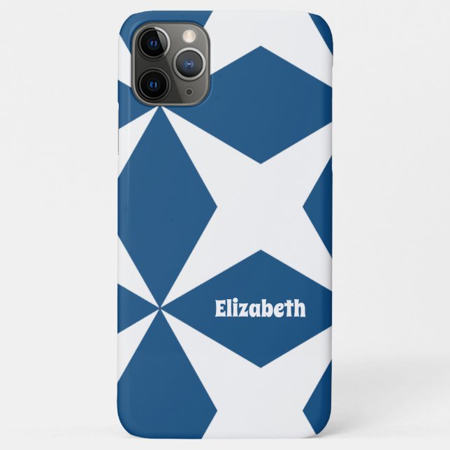 Retro Geometric Classic Navy Blue  Case-Mate iPhone Case (Back)
