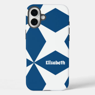 Retro Geometric Classic Navy Blue  iPhone 16 Plus Case