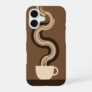 Retro Geometric Coffee Vapor iPhone 16 Case