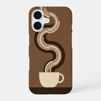 Retro Geometric Coffee Vapour iPhone 16 Case