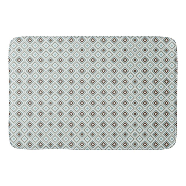 Retro Geometric Diamond Pattern Bath Mat (Front)