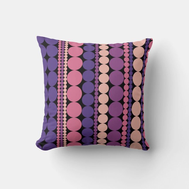 Retro Geometric Dotted Stripes Cushion (Front)
