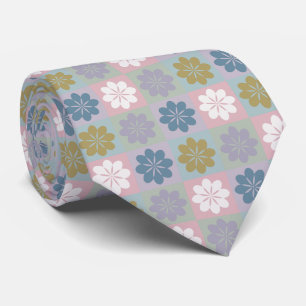 Retro Geometric Floral Pattern Neck Tie