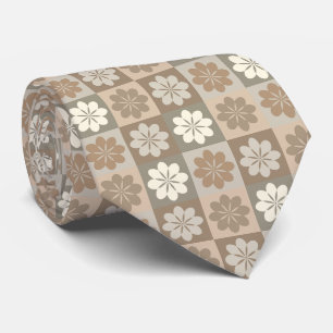 Retro Geometric Floral Pattern Neck Tie