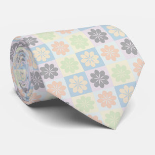Retro Geometric Floral Pattern Neck Tie