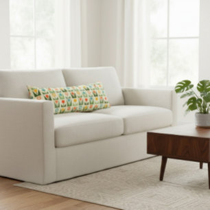 Retro Geometric Floral Throw Pillow