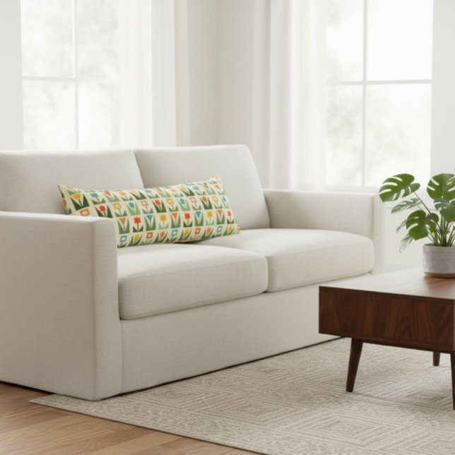 Retro Geometric Floral Throw Pillow (Creator Uploaded)