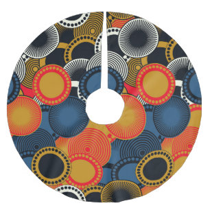 Retro Geometric: Golden Circles Harmony Brushed Polyester Tree Skirt