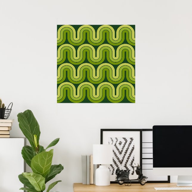 Retro Geometric Gradient Wave Design Poster (Home Office)