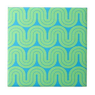 Retro Geometric Gradient Wave Design Tile