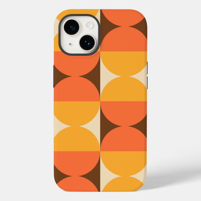 Retro Geometric Half Square and Circle Pattern Case-Mate iPhone Case (Back)