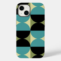 Retro Geometric Half Square and Circle Pattern